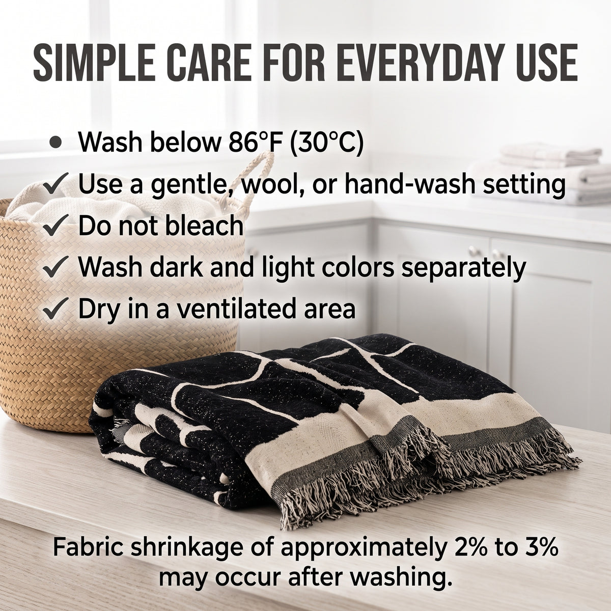 One-Piece Geometric Chenille Sofa Throw Cover with Fringed Edge