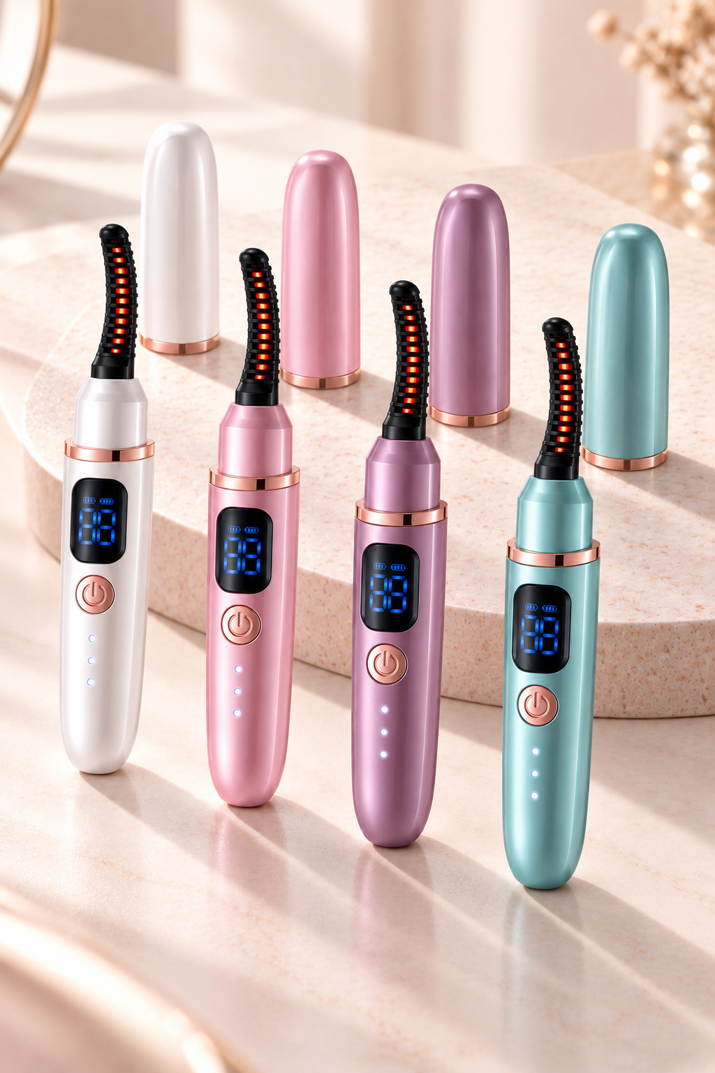 Rechargeable Heated Eyelash Curler with 3 Temperature Settings & Digital Display