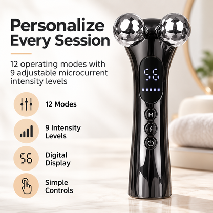 Rechargeable Dual-Roller Microcurrent Facial & Neck Massager