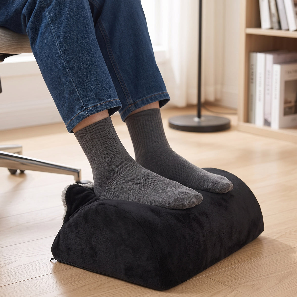 Plush Foot Pocket Footrest for Under-Desk & Lounge Comfort