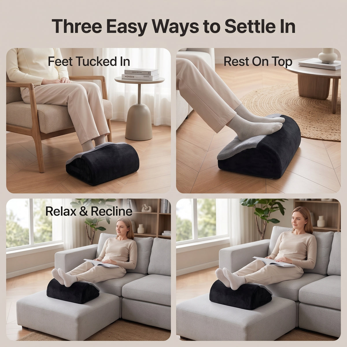 Plush Foot Pocket Footrest for Under-Desk & Lounge Comfort