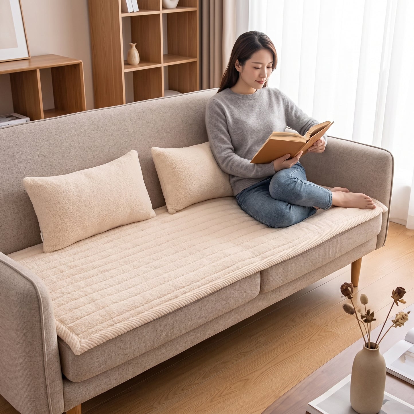 Plush Non-Slip Sofa Cover & Furniture Protector