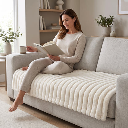 Plush Ribbed Non-Slip Sofa Cover