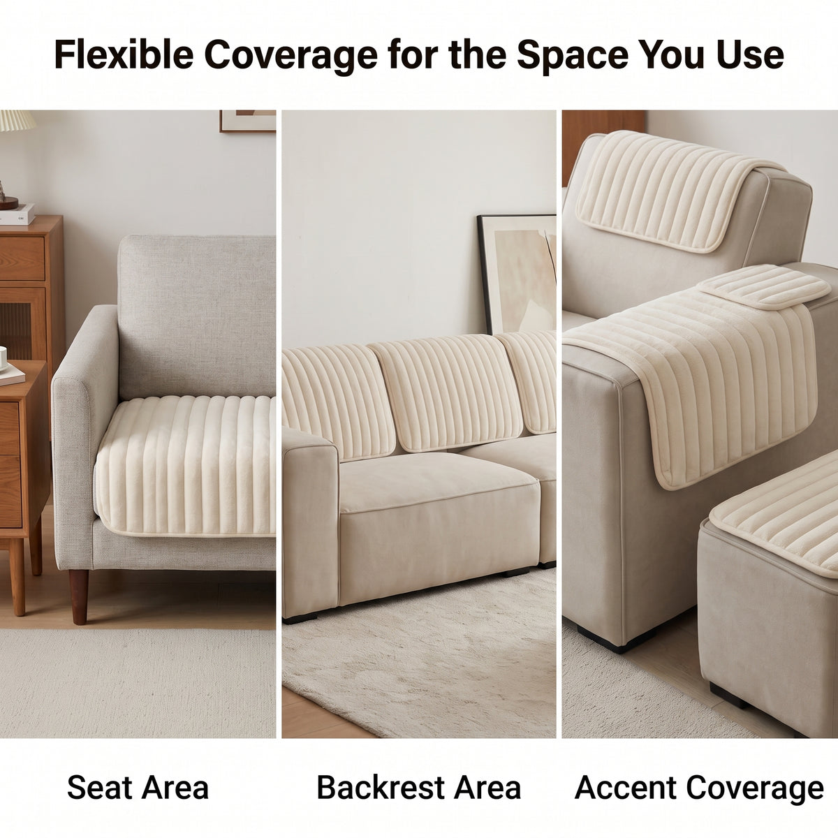 Plush Ribbed Non-Slip Sofa Cover