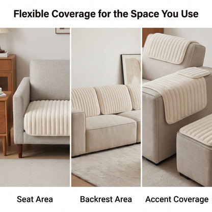 Plush Ribbed Non-Slip Sofa Cover