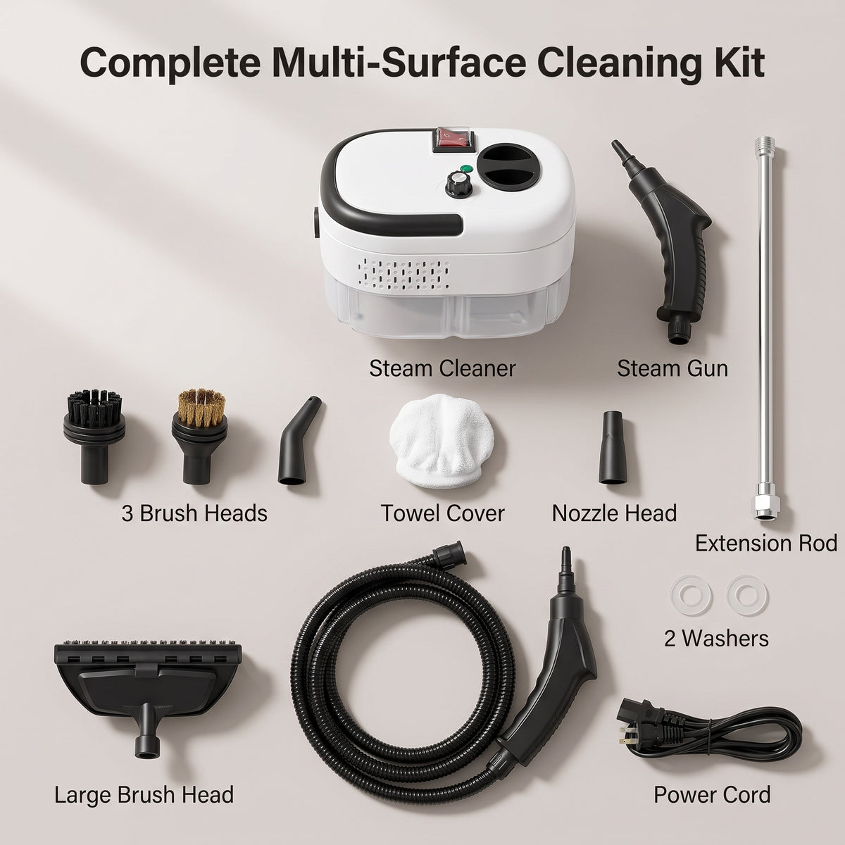 Portable High-Temperature Multi-Surface Steam Cleaner with Adjustable Steam Control