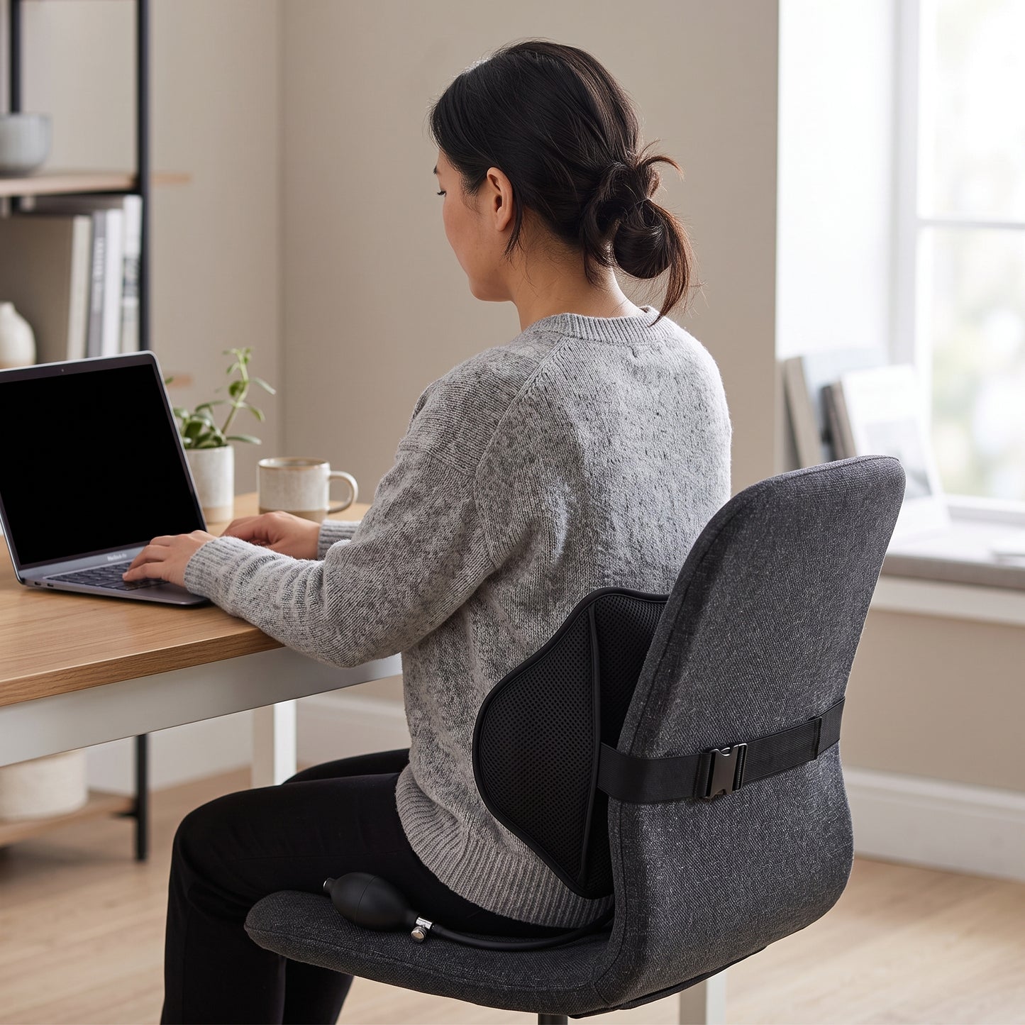 Portable Inflatable Lumbar Support Cushion with Air Pump