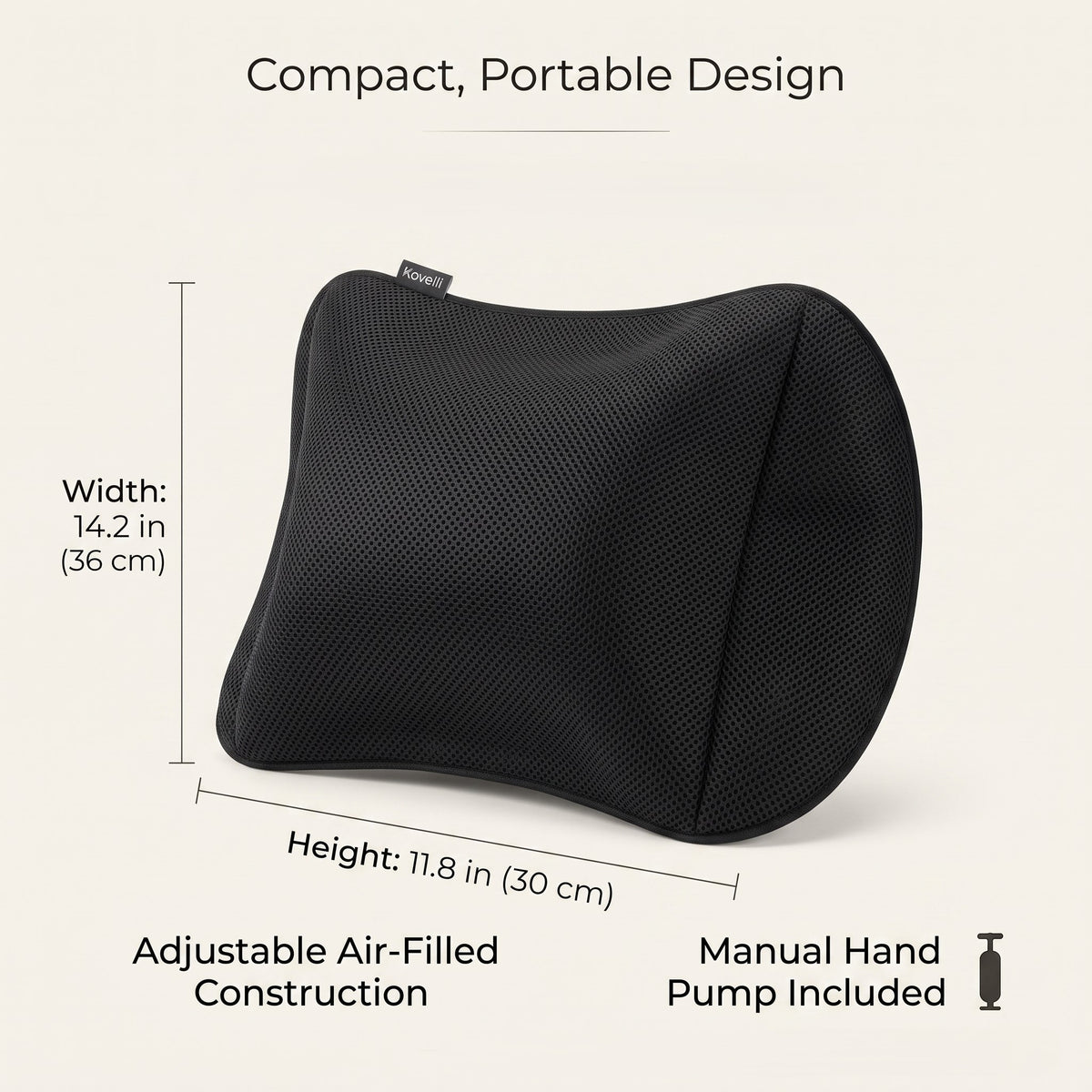Portable Inflatable Lumbar Support Cushion with Air Pump