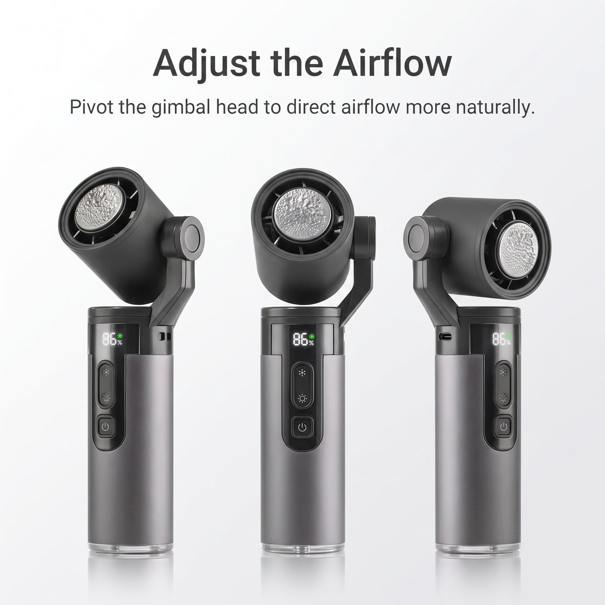 Portable Pivot-Head Cooling Fan with Semiconductor Cooling & Digital Display