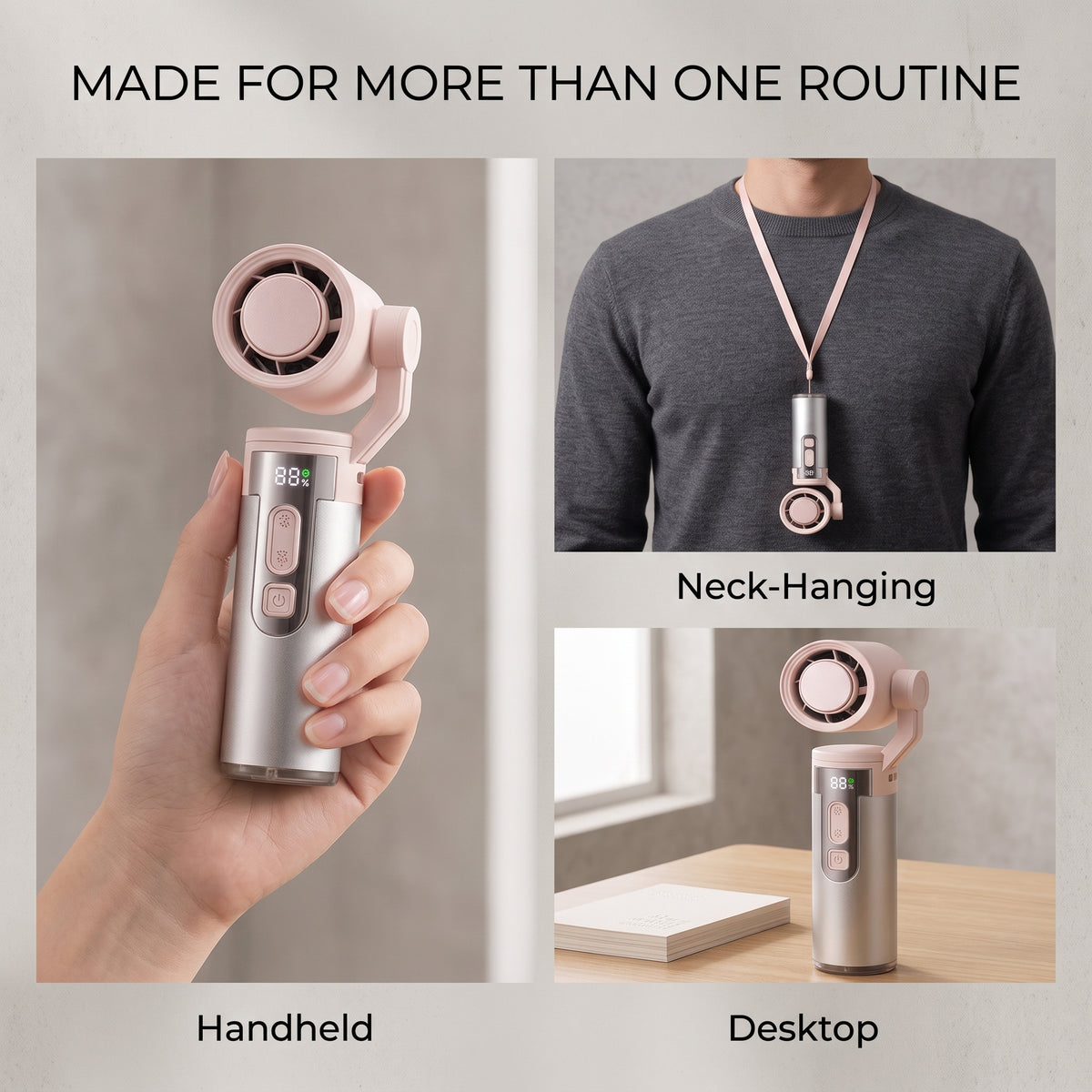 Portable Pivot-Head Cooling Fan with Semiconductor Cooling & Digital Display