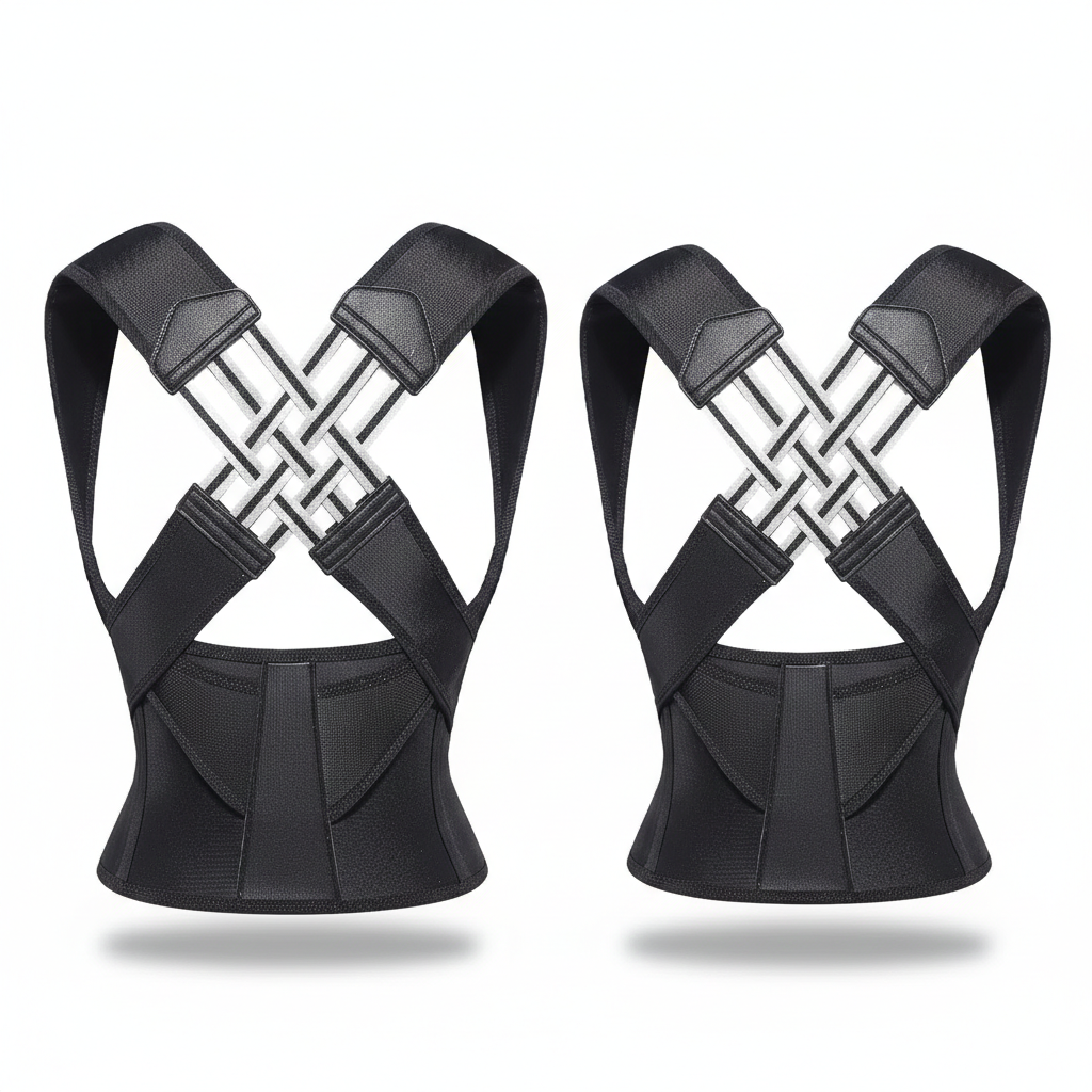 Adjustable back and shoulder posture support front view