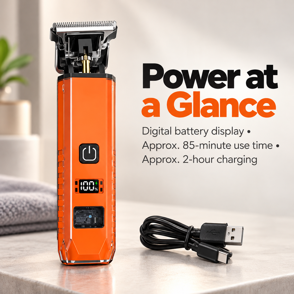 Digital T-Blade Hair & Beard Trimmer with 4 Guide Combs
