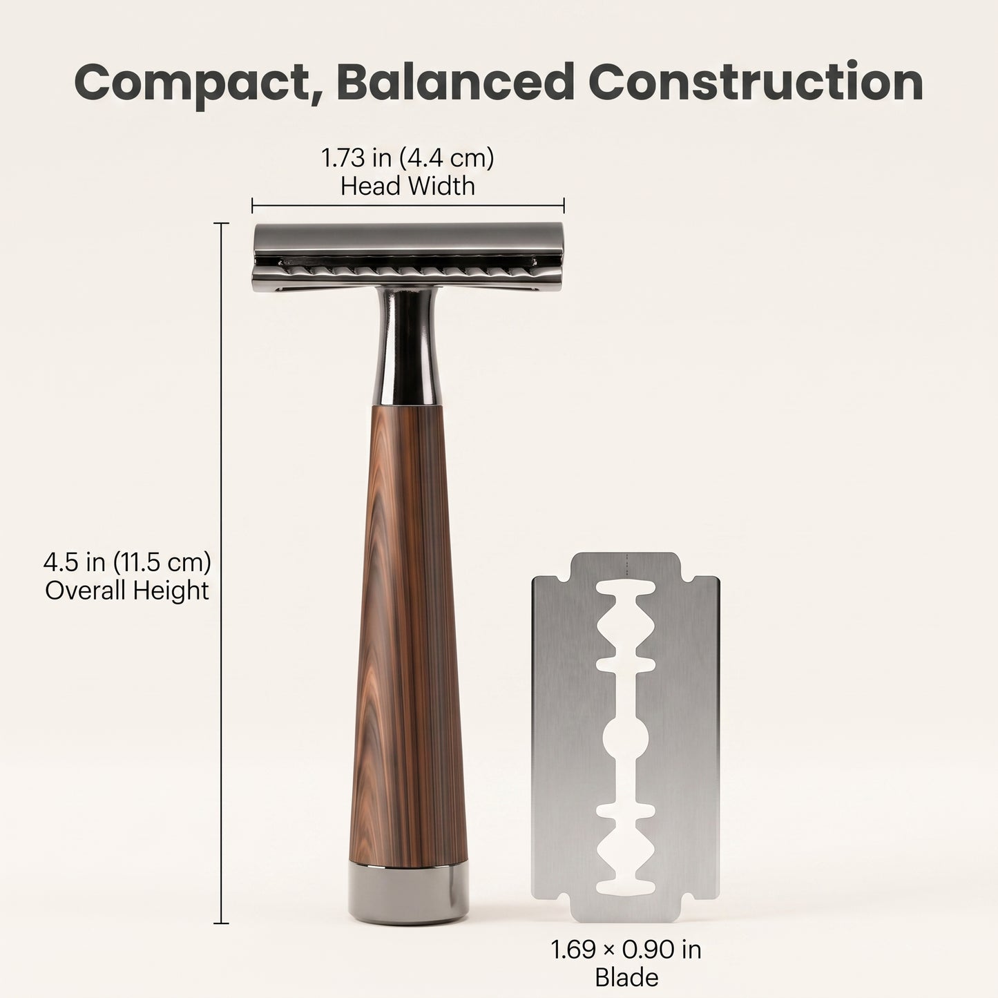 Weighted Double-Edge Safety Razor with Wood-Grain Handle