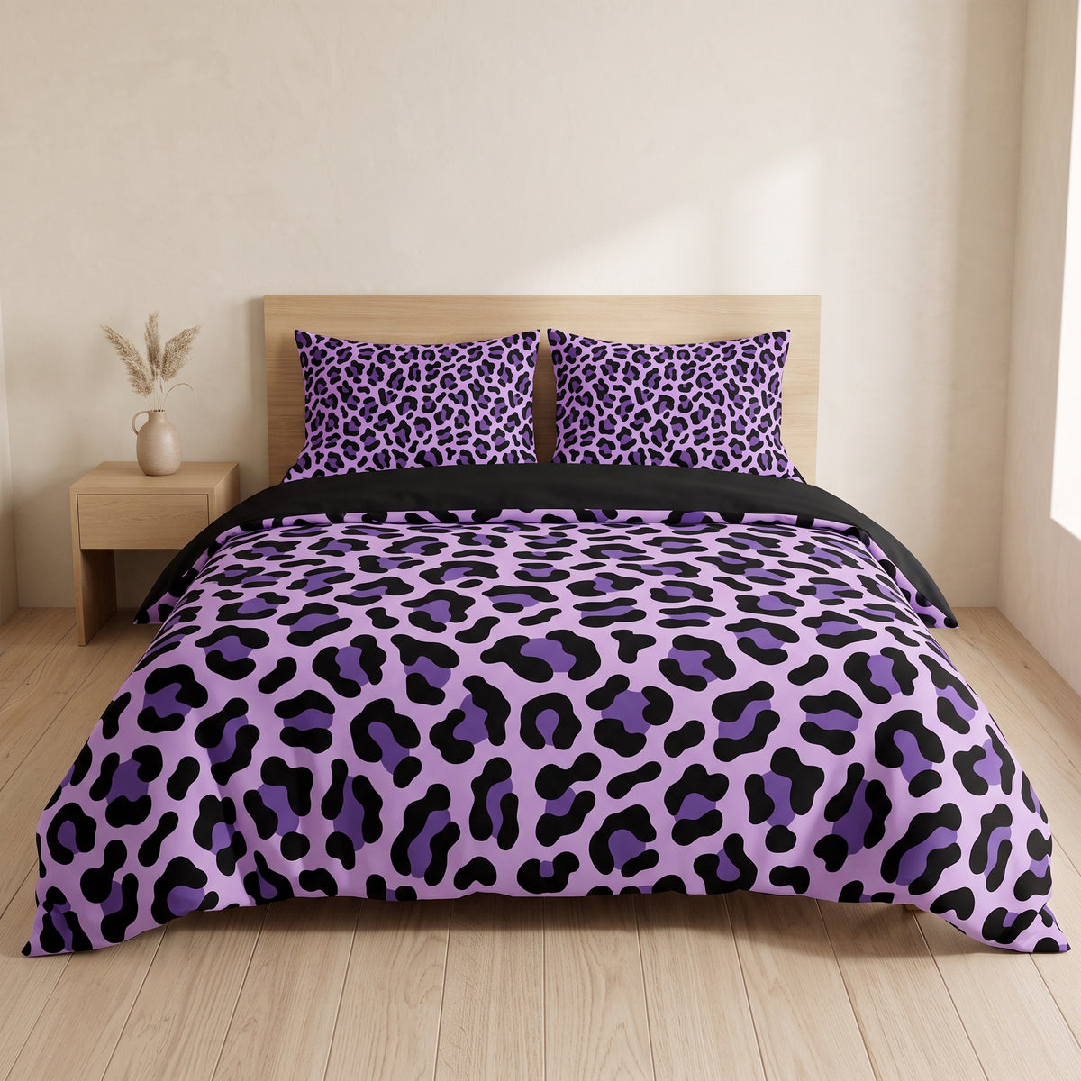 Purple Leopard Print 3-Piece Duvet Cover Set