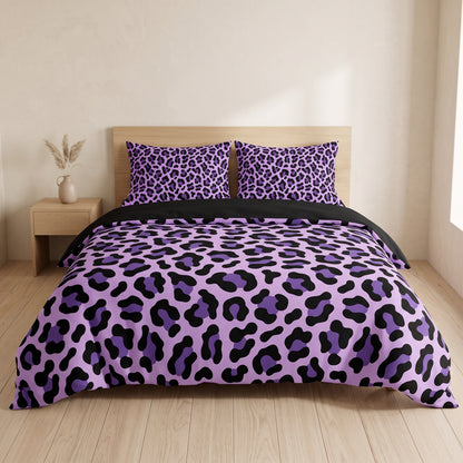Purple Leopard Print 3-Piece Duvet Cover Set