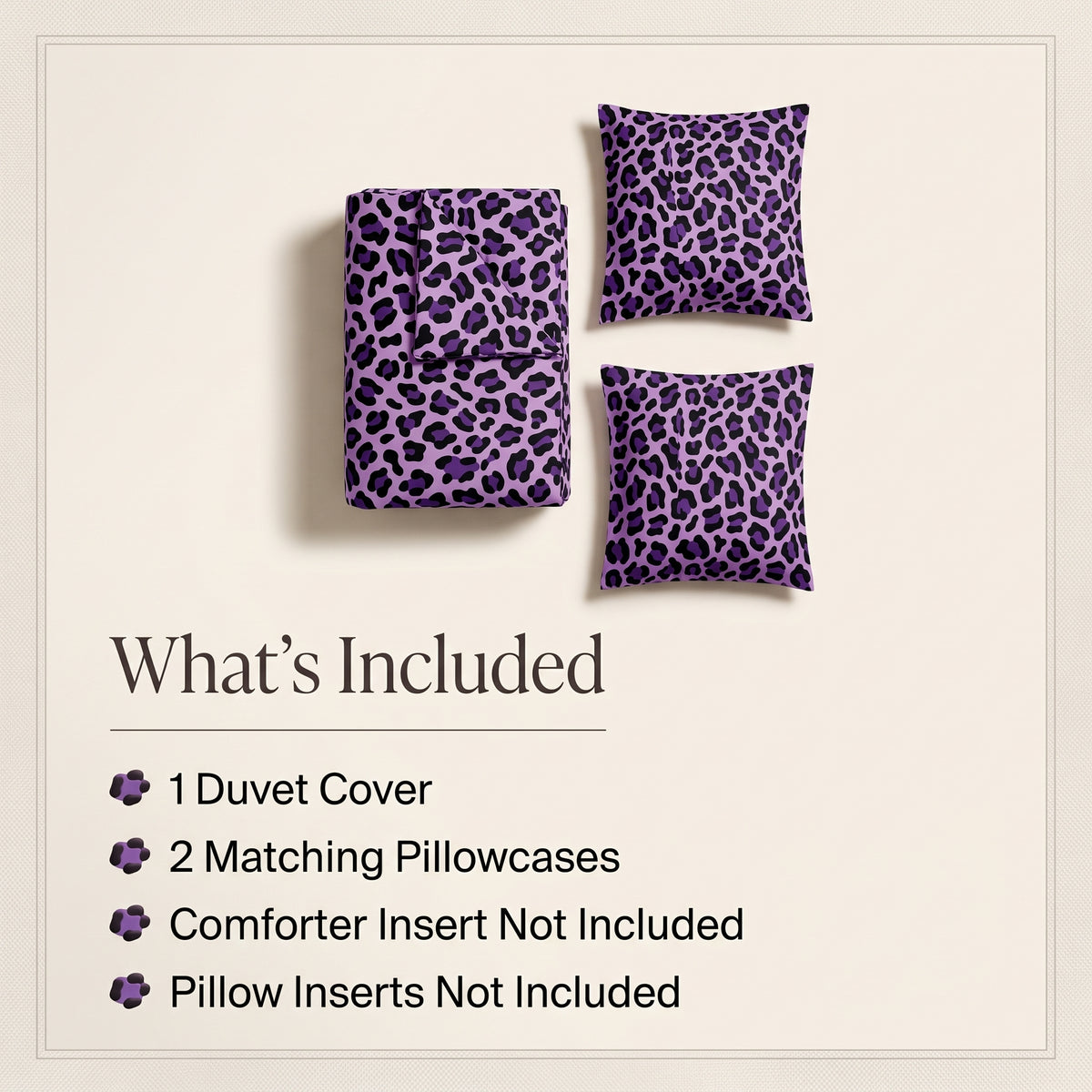 Purple Leopard Print 3-Piece Duvet Cover Set