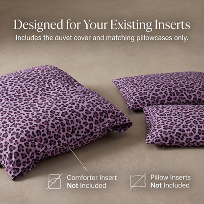 Purple Leopard Print 3-Piece Duvet Cover Set