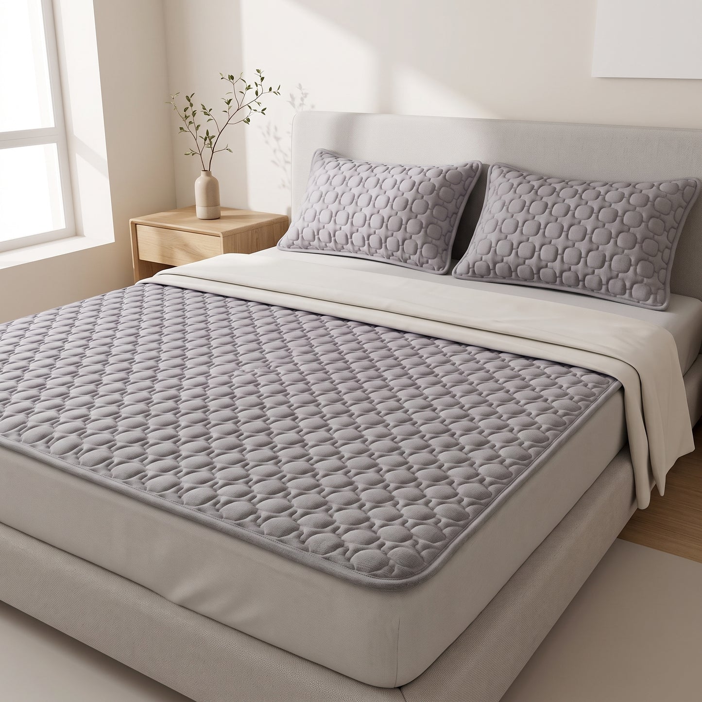 Quilted Cooling Latex-Fill Mattress Pad & Pillow Cover Set