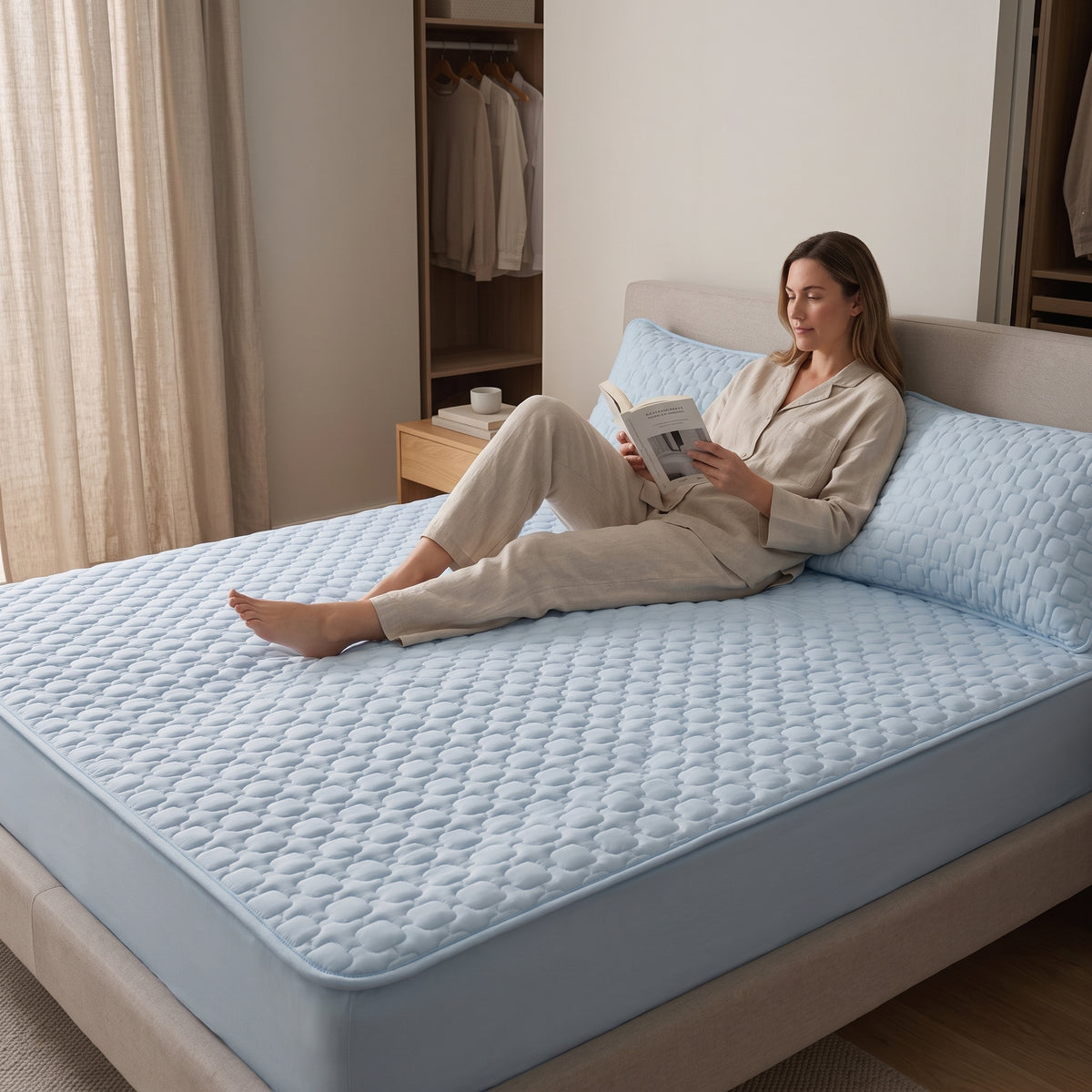 Quilted Cooling Latex-Fill Mattress Pad & Pillow Cover Set
