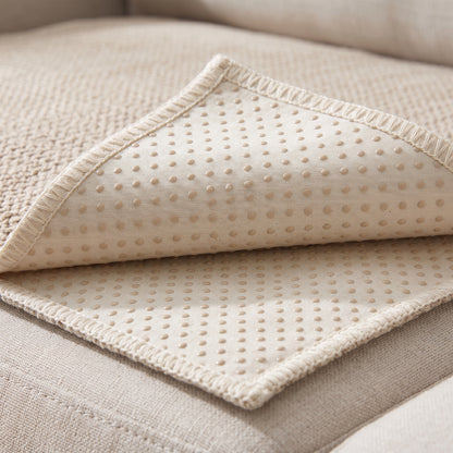 Quilted Non-Slip Modular Sofa Cushion Cover with Woven Border