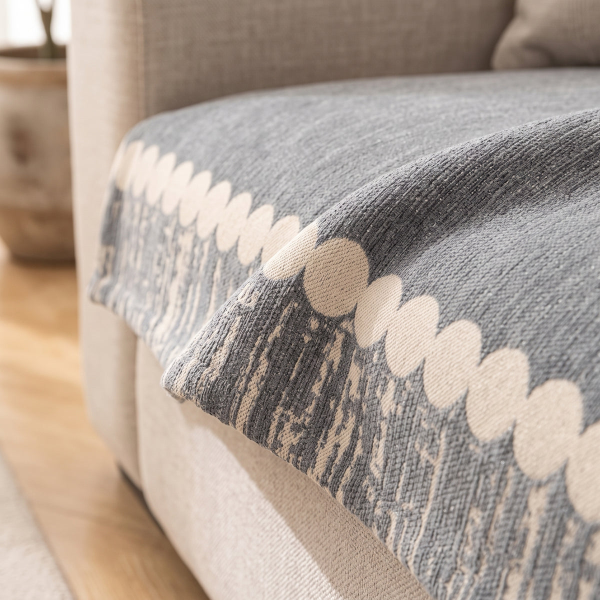 Quilted Non-Slip Modular Sofa Cushion Cover with Woven Border
