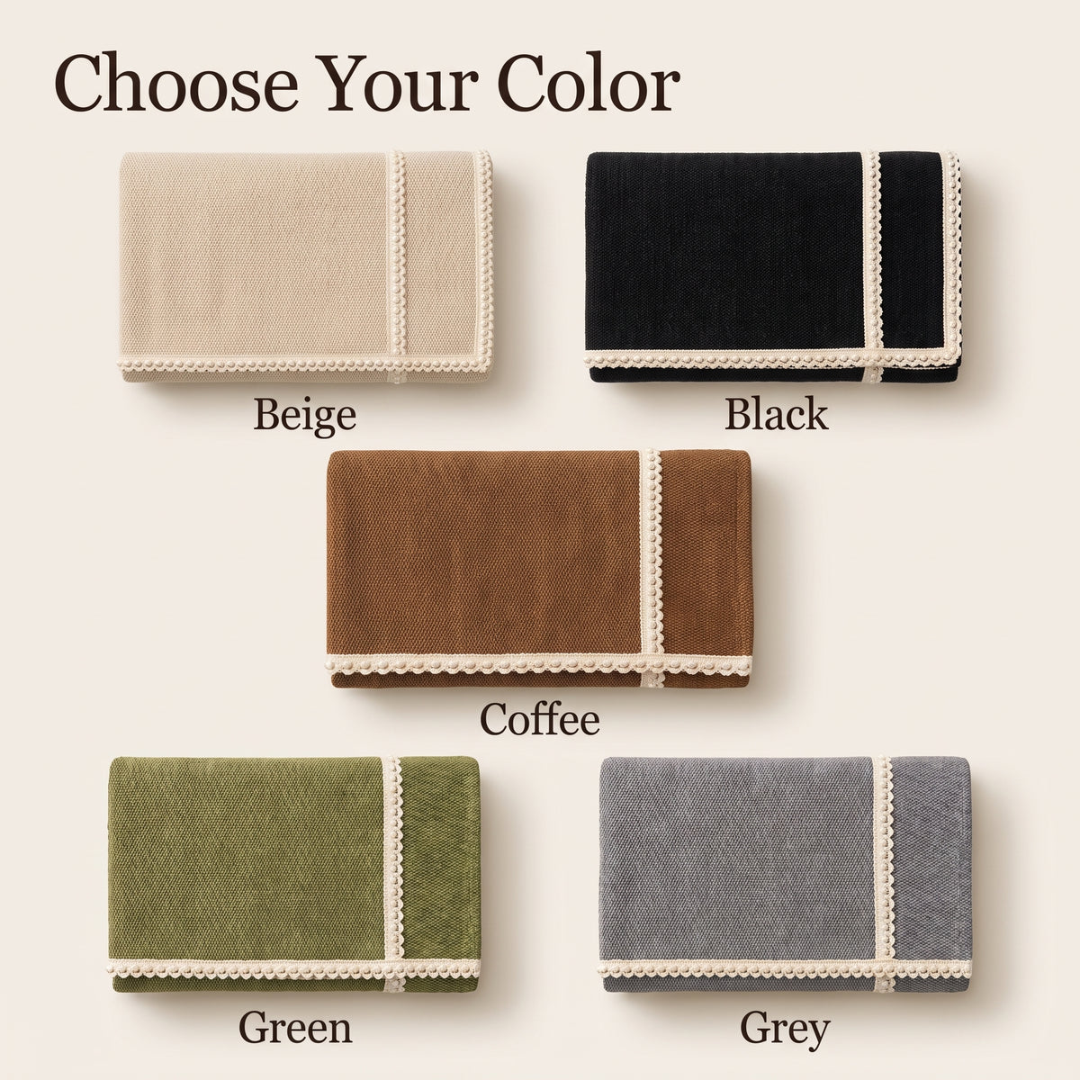 Quilted Non-Slip Modular Sofa Cushion Cover with Woven Border