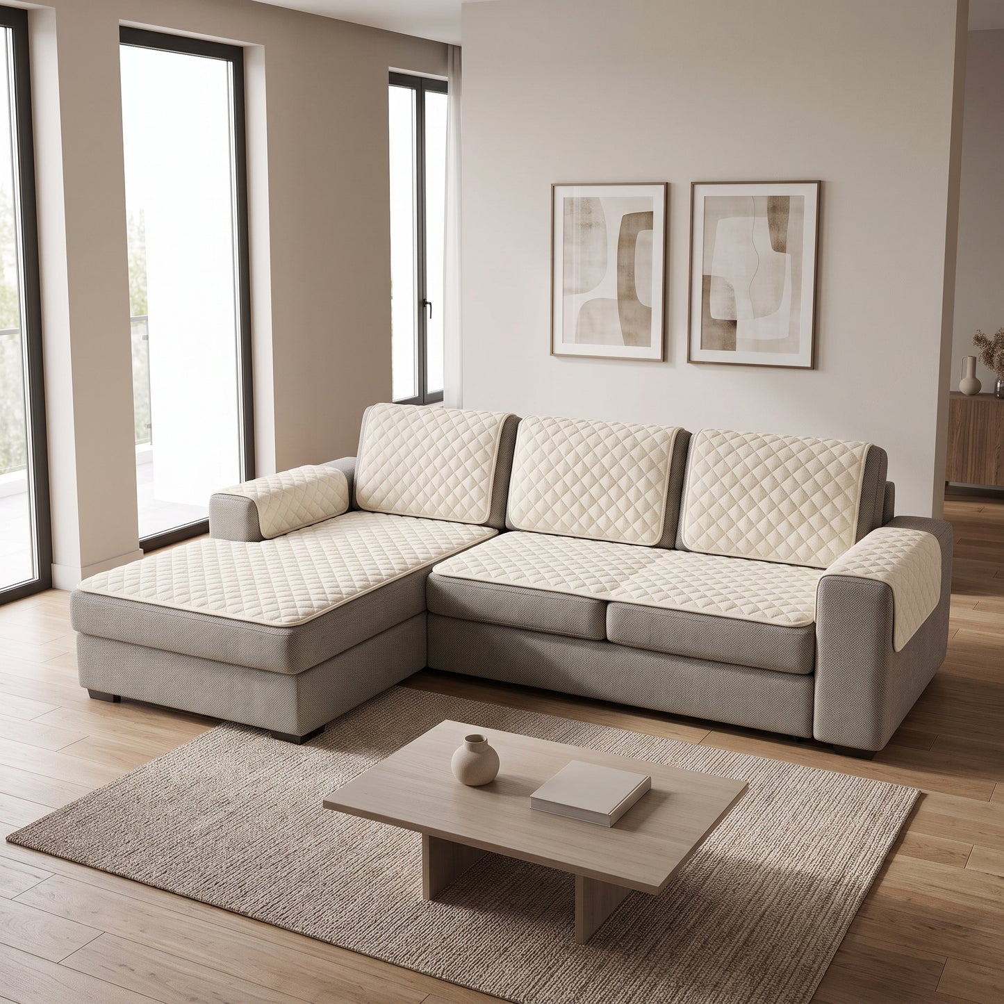 Quilted Plush Non-Slip Sofa Cover Panel
