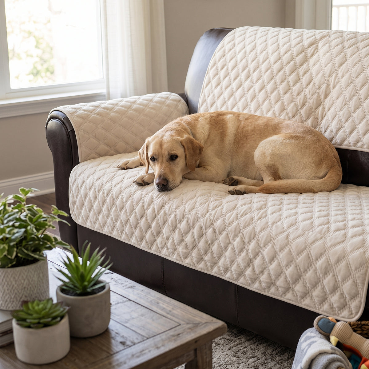 Quilted Plush Non-Slip Sofa Cover Panel