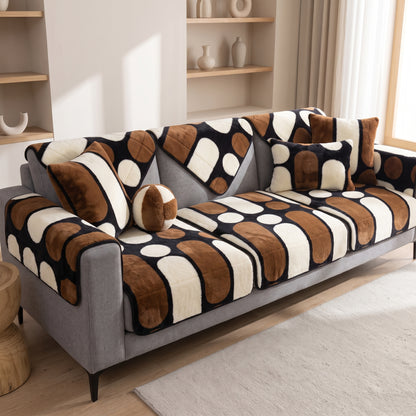 Quilted Plush Velvet Sofa Cover with Non-Slip Backing