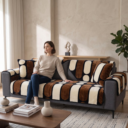 Quilted Plush Velvet Sofa Cover with Non-Slip Backing