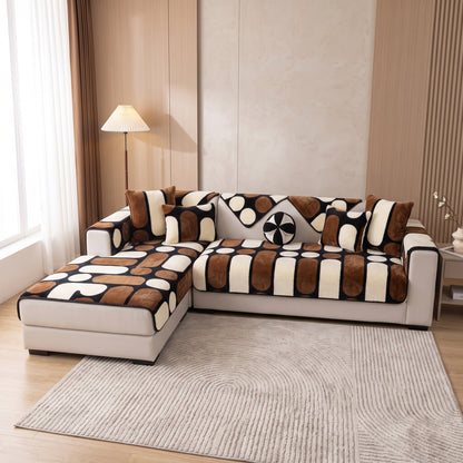 Quilted Plush Velvet Sofa Cover with Non-Slip Backing