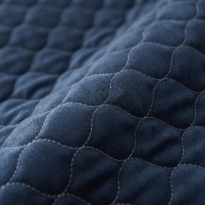 Quilted Velvet Table Cover with Embroidered Lace & Pleated Skirt