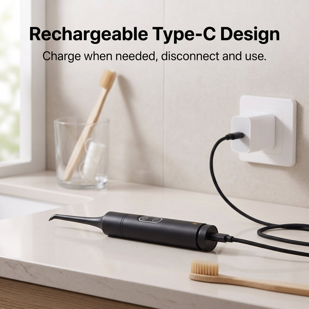 Rechargeable 2-in-1 Dental Cleaning Tool with Brush Head