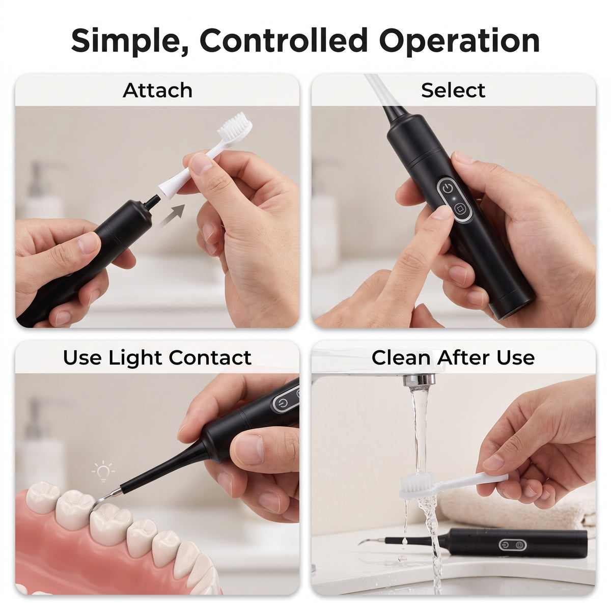 Rechargeable 2-in-1 Dental Cleaning Tool with Brush Head