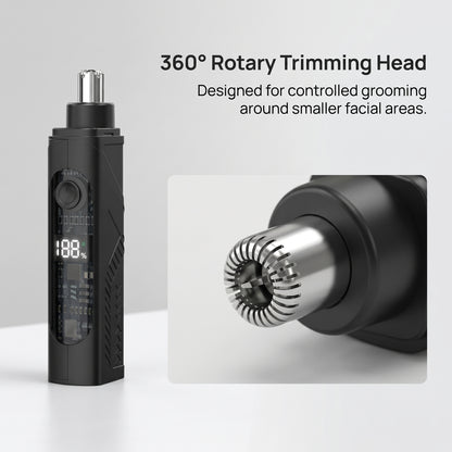 Rechargeable 360° Rotary Nose & Ear Hair Trimmer with Digital Display