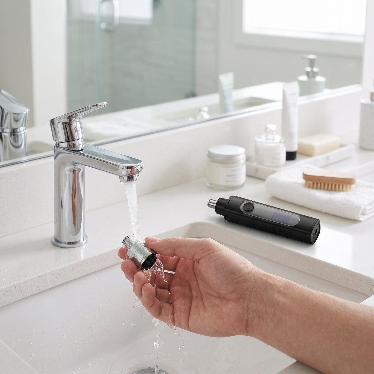 Rechargeable 360° Rotary Nose & Ear Hair Trimmer with Digital Display
