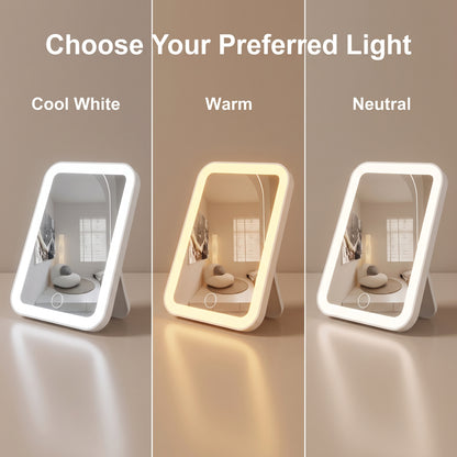 Rechargeable Compact LED Vanity Mirror with 3 Light Tones