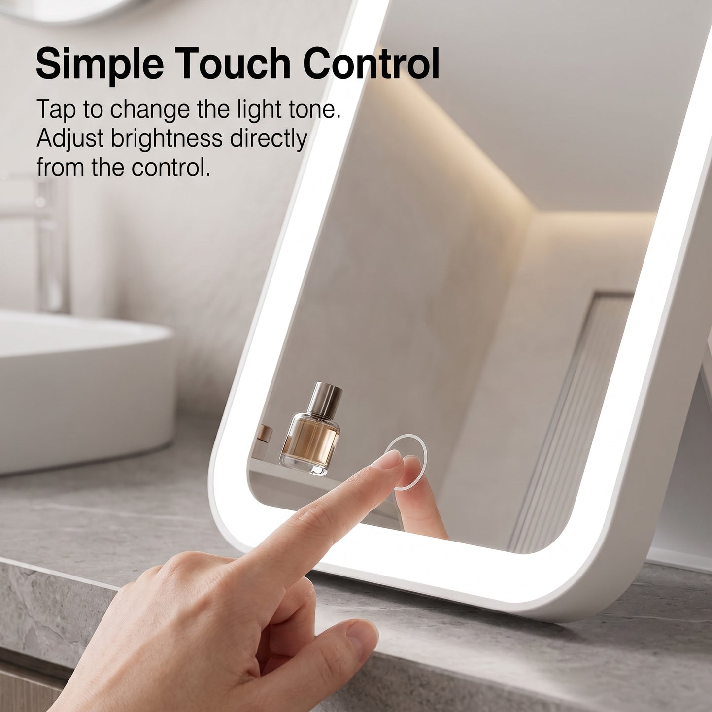 Rechargeable Compact LED Vanity Mirror with 3 Light Tones