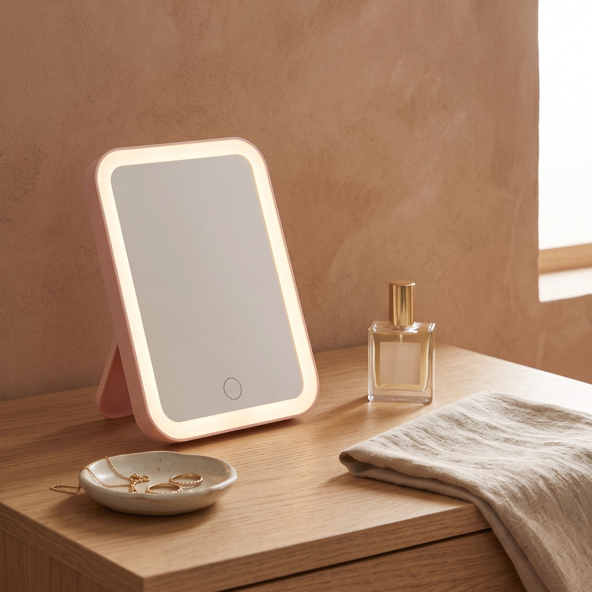 Rechargeable Compact LED Vanity Mirror with 3 Light Tones