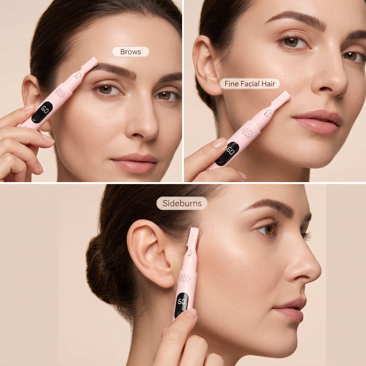 Rechargeable Dual-Head Eyebrow Trimmer with Digital Display