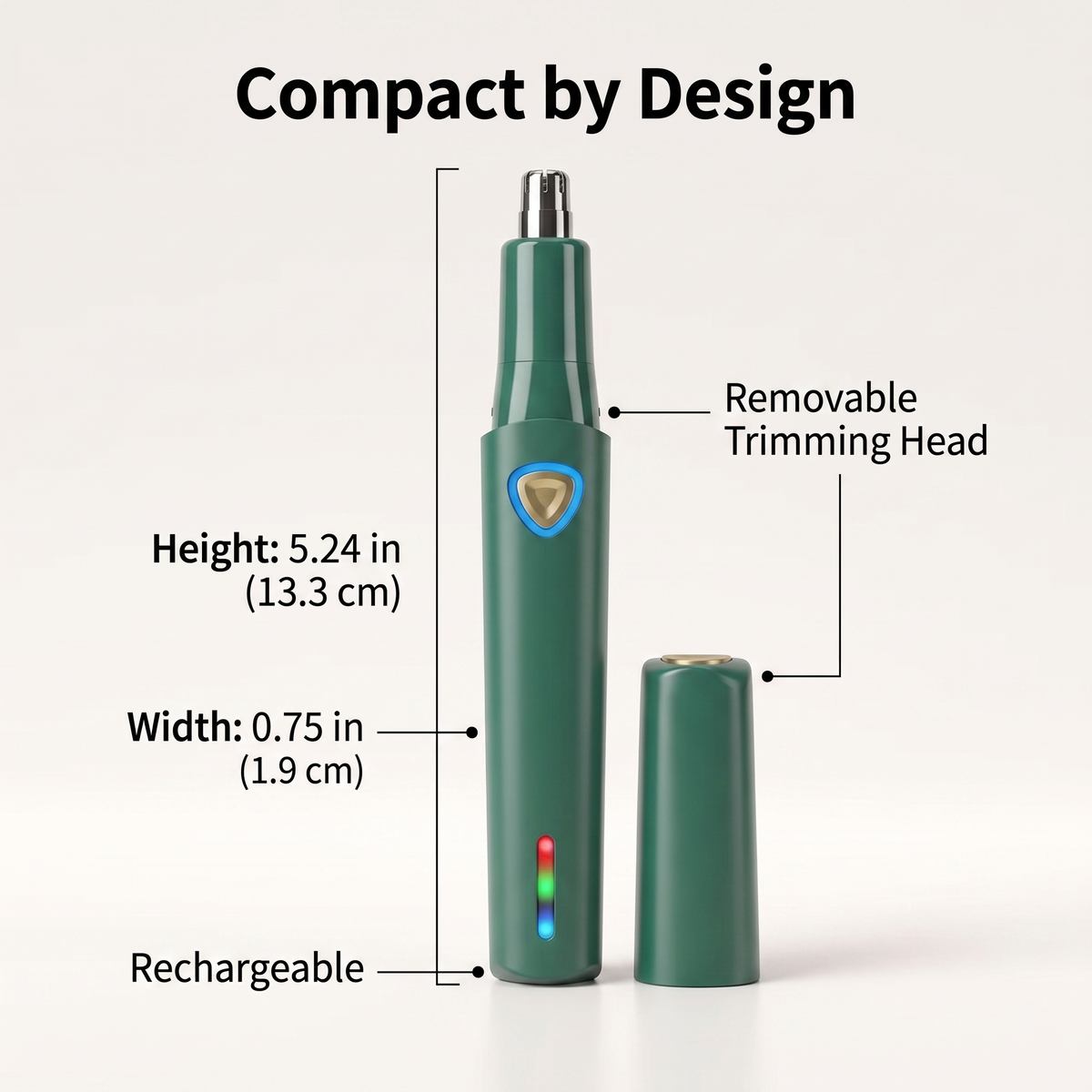 Rechargeable Ear & Nose Hair Trimmer with Dual-Edge Blade