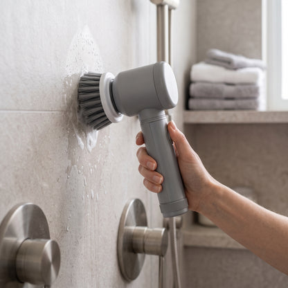 Rechargeable Handheld Spin Scrubber with 5 Cleaning Heads