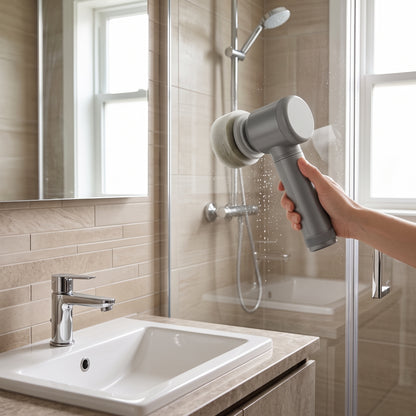 Rechargeable Handheld Spin Scrubber with 5 Cleaning Heads