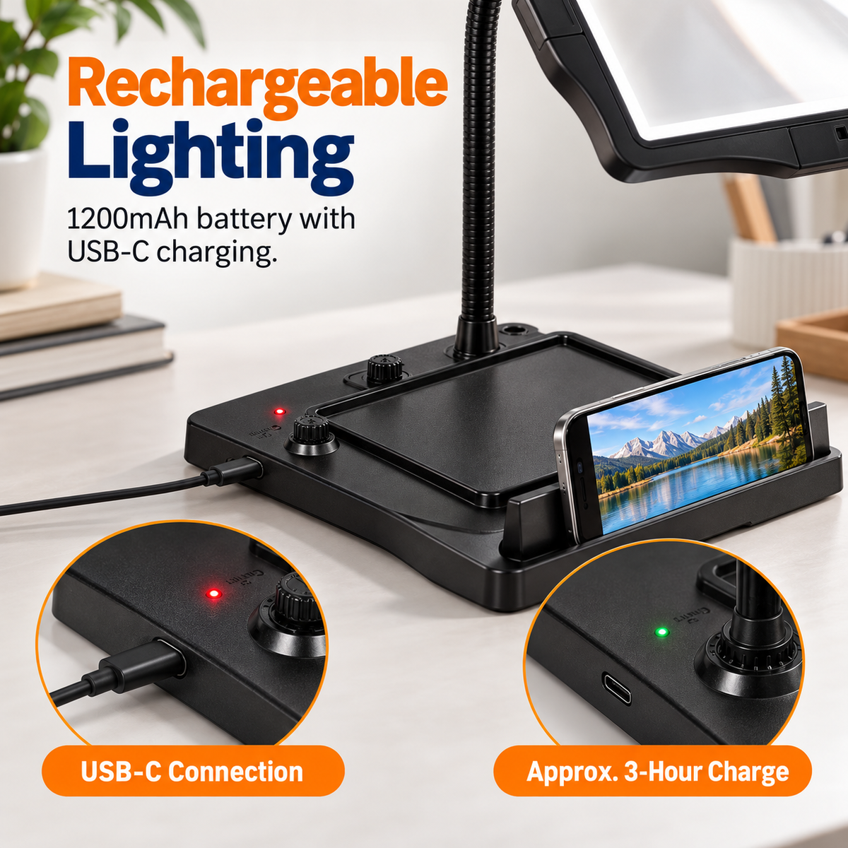 10X Full-Page LED Magnifier with 3-in-1 Flexible Stand