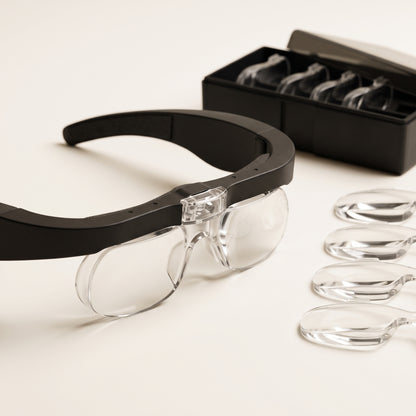 Rechargeable LED Magnifying Glasses with 4 Interchangeable Lenses