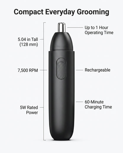 Rechargeable Nose & Ear Hair Trimmer with Rotary Cutting System