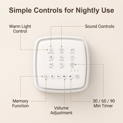 Rechargeable White Noise Machine with 30 Sounds & Warm Night Light