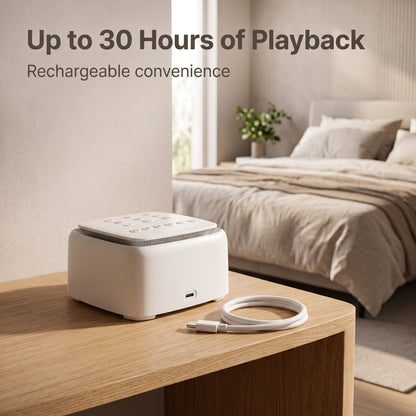 Rechargeable White Noise Machine with 30 Sounds & Warm Night Light