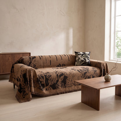 Retro Floral Fringed Sofa Cover Throw