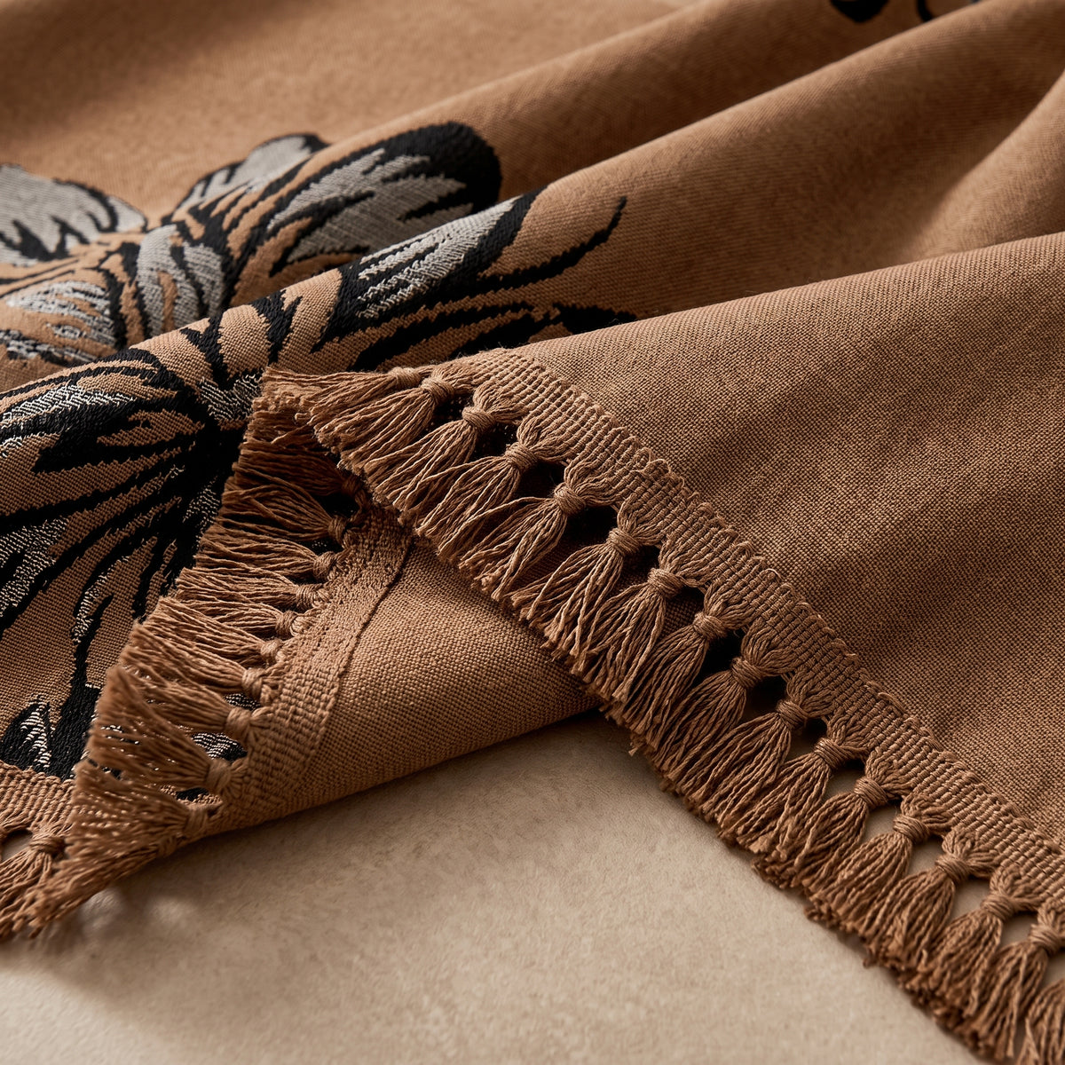 Retro Floral Fringed Sofa Cover Throw